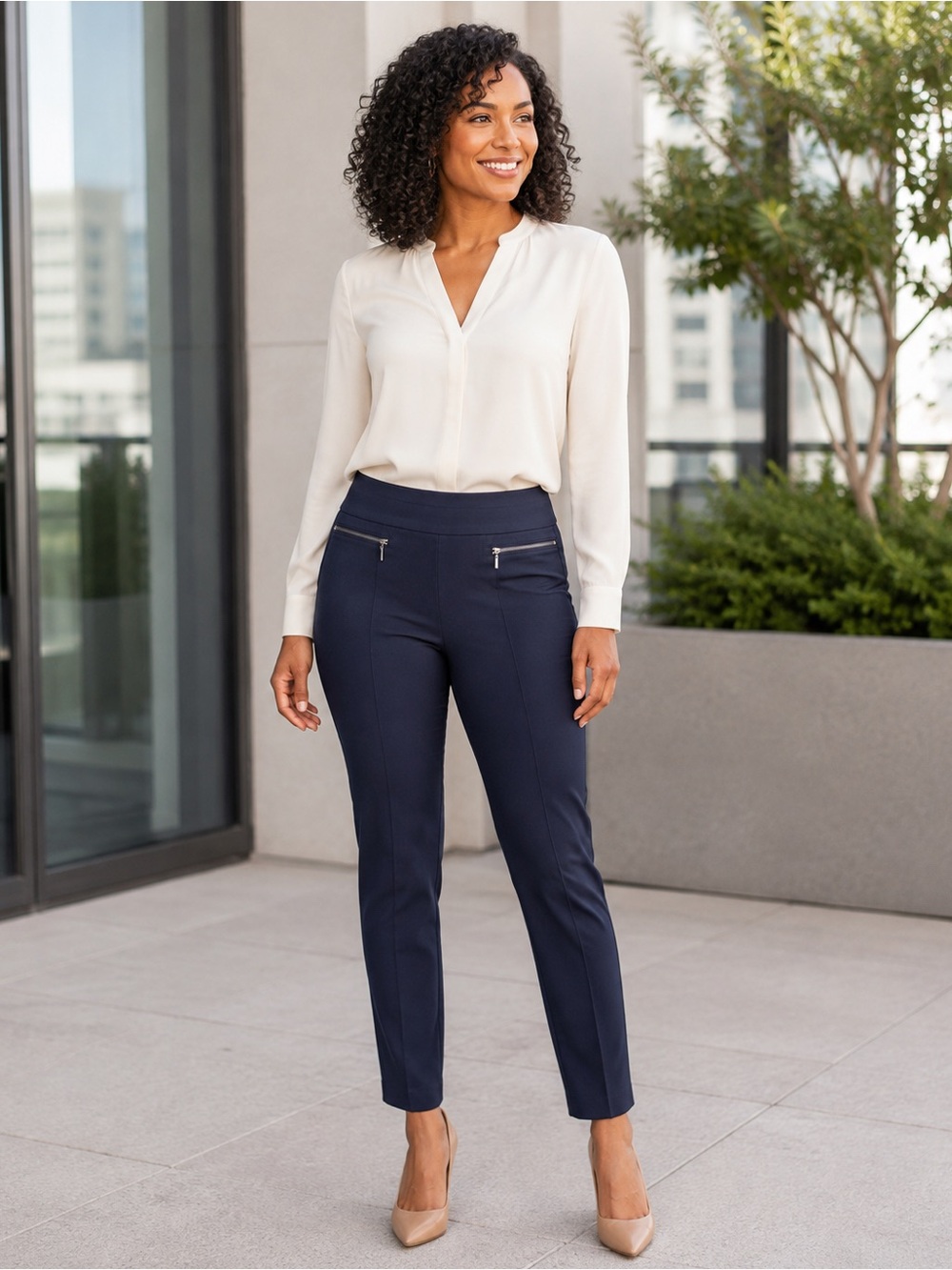 Style & Co. Cropped Ponte Ankle Pants in Navy